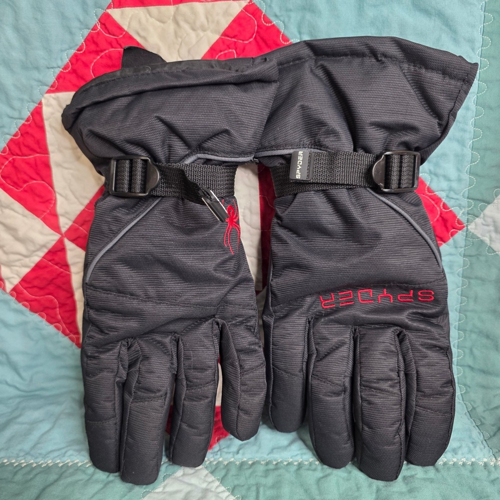 Spyder Mens Black Ski Snowboard Gloves L/XL Insulated Winter Tech RN 133470